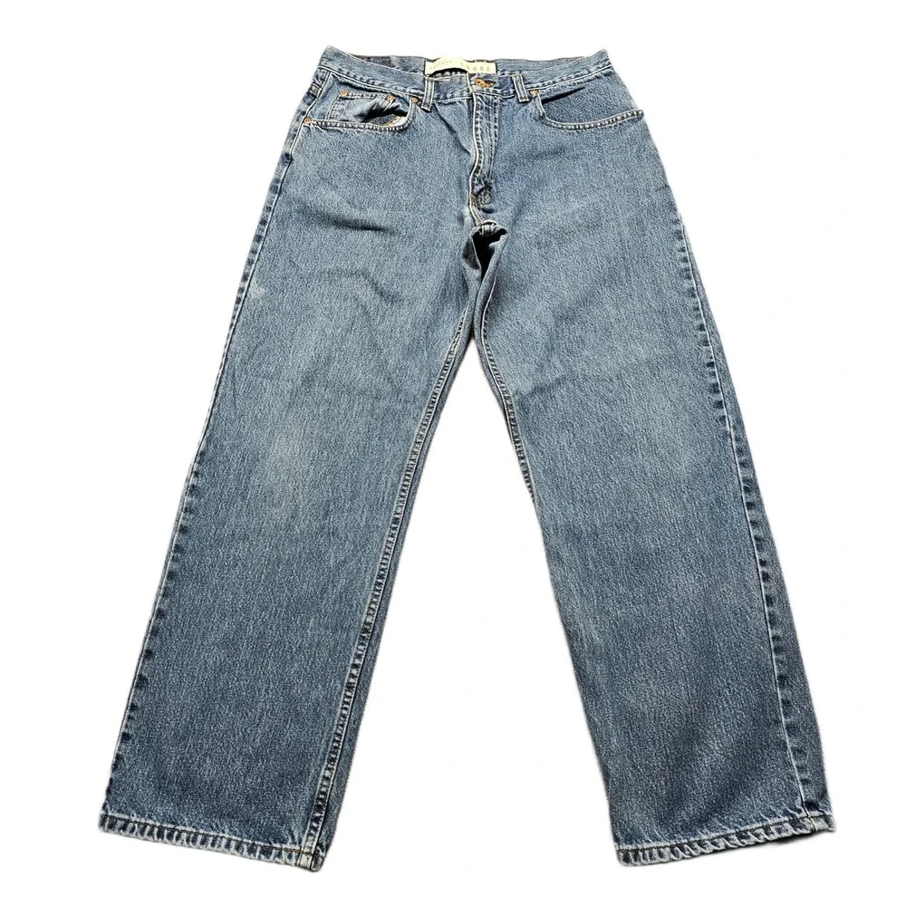 Arizona Jeans Mens 32x29 Blue Denim Medium Wash Loose Fit Grunge Straight Leg